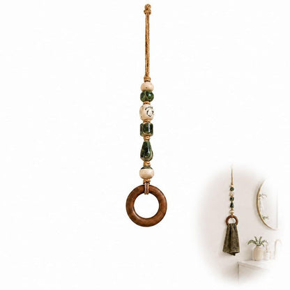 🔥 Offerta Speciale – Appendiasciugamani Decorativo con Perline in Ceramica e Anello in Legno